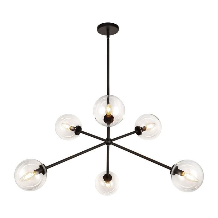Cassia Six Light Chandelier Matte Black/Clear Glass-Large Chandeliers-Alora-Lighting Design Store