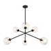 Cassia Six Light Chandelier Matte Black/Clear Glass-Large Chandeliers-Alora-Lighting Design Store