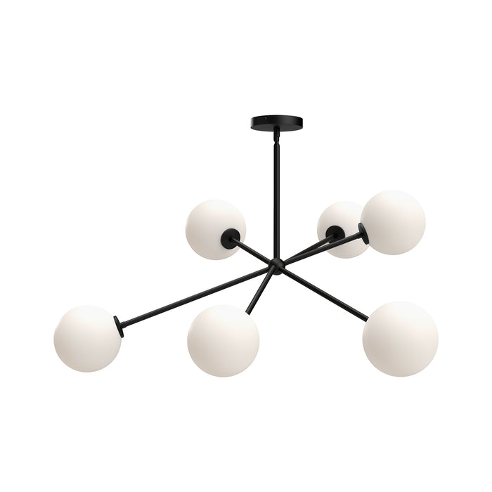 Cassia Six Light Chandelier Matte Black/Opal Matte Glass-Mid. Chandeliers-Alora-Lighting Design Store