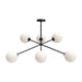 Cassia Six Light Chandelier Matte Black/Opal Matte Glass-Mid. Chandeliers-Alora-Lighting Design Store