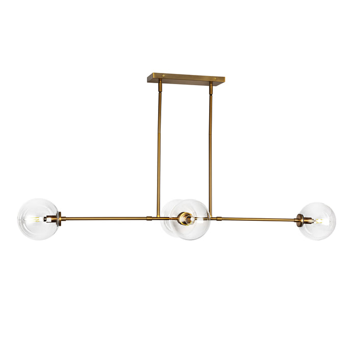 Cassia Four Light Linear Pendant Aged Gold/Clear Glass-Linear/Island-Alora-Lighting Design Store