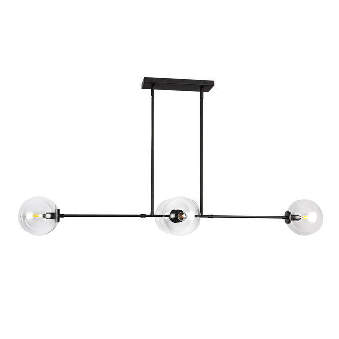 Cassia Four Light Linear Pendant Matte Black/Clear Glass-Linear/Island-Alora-Lighting Design Store