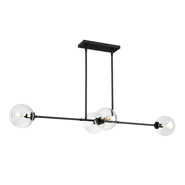 Cassia Four Light Linear Pendant Matte Black/Clear Glass-Linear/Island-Alora-Lighting Design Store