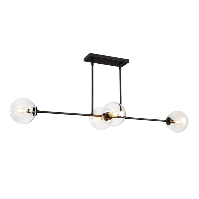 Cassia Four Light Linear Pendant Matte Black/Clear Glass-Linear/Island-Alora-Lighting Design Store