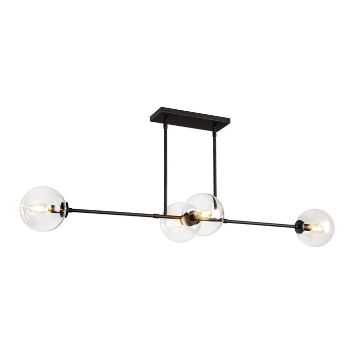 Cassia Four Light Linear Pendant Matte Black/Clear Glass-Linear/Island-Alora-Lighting Design Store