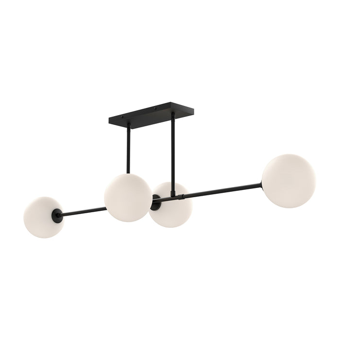 Cassia Four Light Linear Pendant Matte Black/Opal Matte Glass-Linear/Island-Alora-Lighting Design Store