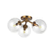 Cassia Three Light Semi-Flush Mount Aged Gold/Clear Glass-Semi-Flush Mts.-Alora-Lighting Design Store