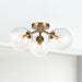 Cassia Three Light Semi-Flush Mount Aged Gold/Clear Glass-Semi-Flush Mts.-Alora-Lighting Design Store