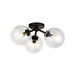 Cassia Three Light Semi-Flush Mount Matte Black/Clear Glass-Semi-Flush Mts.-Alora-Lighting Design Store
