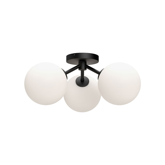 Cassia Three Light Semi-Flush Mount Matte Black/Opal Matte Glass-Semi-Flush Mts.-Alora-Lighting Design Store
