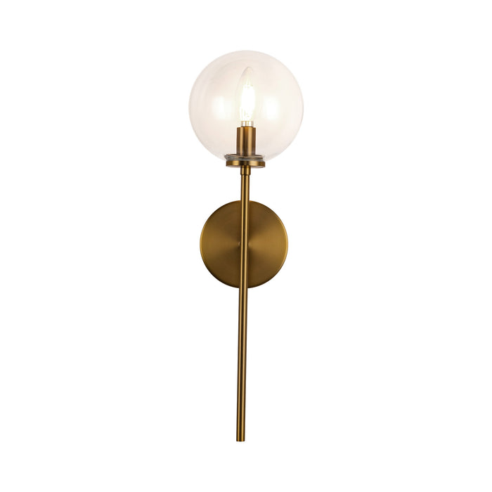 Cassia One Light Wall Vanity Aged Gold/Clear Glass-Sconces-Alora-Lighting Design Store