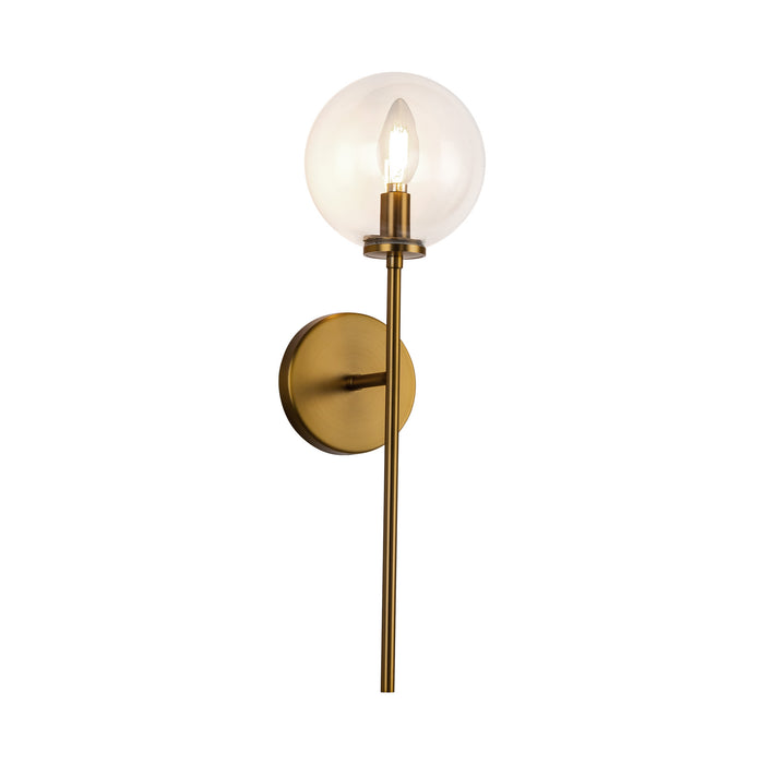 Cassia One Light Wall Vanity Aged Gold/Clear Glass-Sconces-Alora-Lighting Design Store