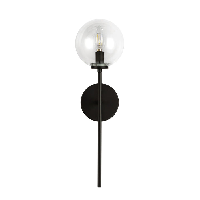 Cassia One Light Wall Vanity Matte Black/Clear Glass-Sconces-Alora-Lighting Design Store