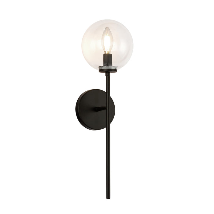 Cassia One Light Wall Vanity Matte Black/Clear Glass-Sconces-Alora-Lighting Design Store
