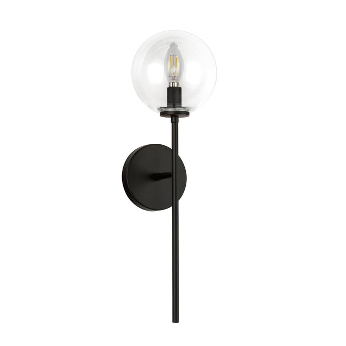 Cassia One Light Wall Vanity Matte Black/Clear Glass-Sconces-Alora-Lighting Design Store