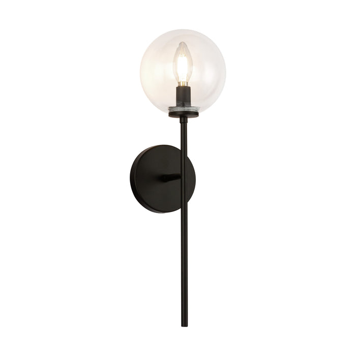 Cassia One Light Wall Vanity Matte Black/Clear Glass-Sconces-Alora-Lighting Design Store