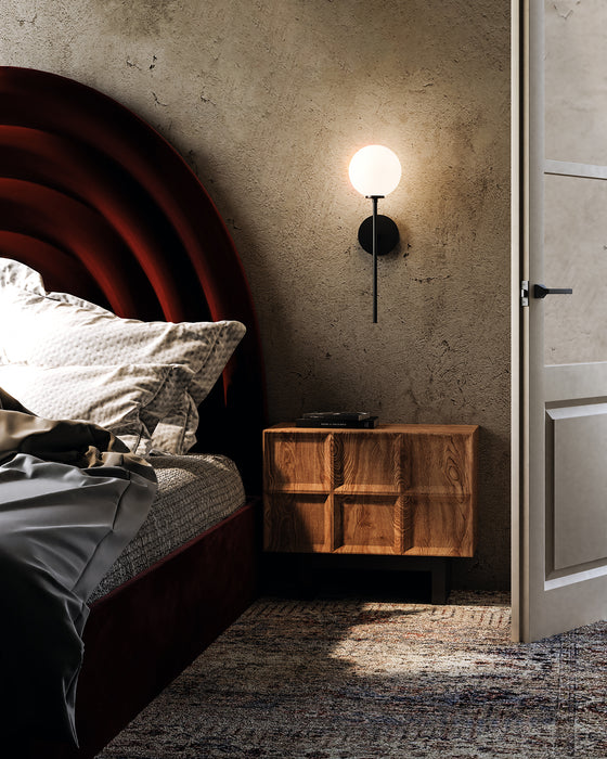 Cassia One Light Wall Sconce Matte Black/Opal Matte Glass-Sconces-Alora-Lighting Design Store