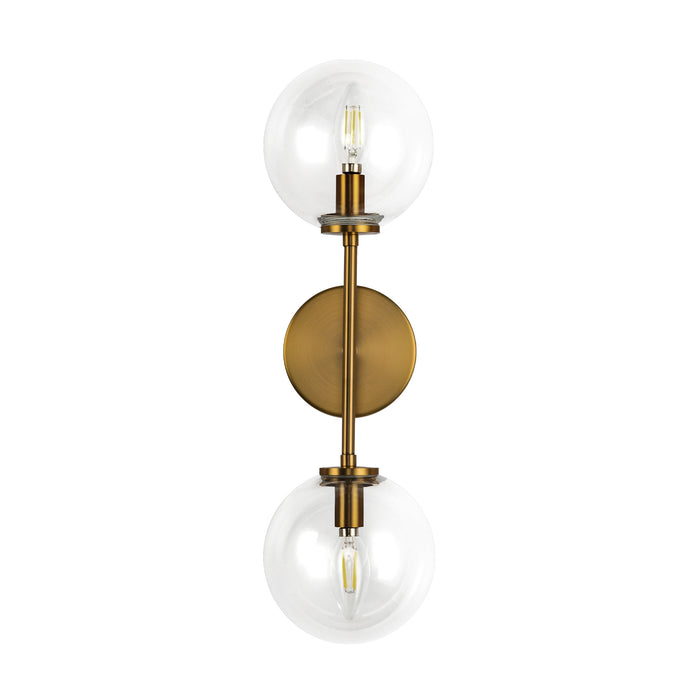 Cassia Two Light Wall Vanity Aged Gold/Clear Glass-Sconces-Alora-Lighting Design Store