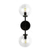 Cassia Two Light Wall Vanity Matte Black/Clear Glass-Sconces-Alora-Lighting Design Store
