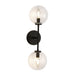 Cassia Two Light Wall Vanity Matte Black/Clear Glass-Sconces-Alora-Lighting Design Store