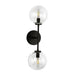 Cassia Two Light Wall Vanity Matte Black/Clear Glass-Sconces-Alora-Lighting Design Store