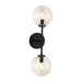 Cassia Two Light Wall Vanity Matte Black/Clear Glass-Sconces-Alora-Lighting Design Store