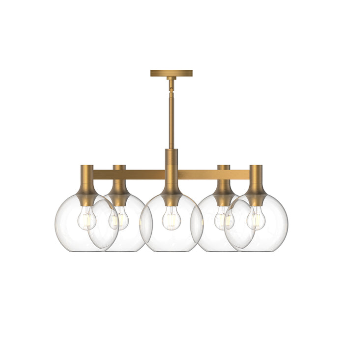 Castilla Five Light Chandelier Aged Gold/Clear Glass-Mid. Chandeliers-Alora-Lighting Design Store