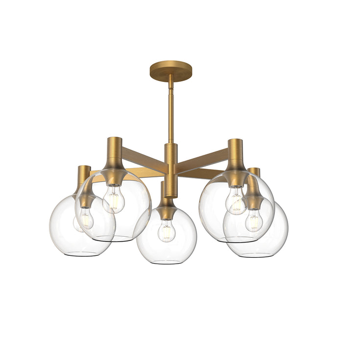 Castilla Five Light Chandelier Aged Gold/Clear Glass-Mid. Chandeliers-Alora-Lighting Design Store