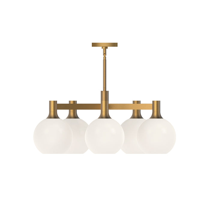 Castilla Five Light Chandelier Aged Gold/Opal Matte Glass-Mid. Chandeliers-Alora-Lighting Design Store