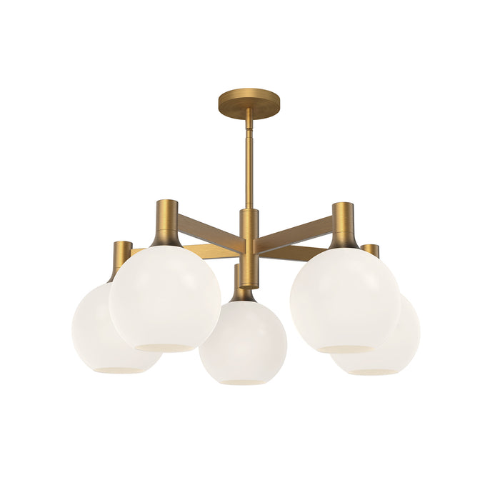 Castilla Five Light Chandelier Aged Gold/Opal Matte Glass-Mid. Chandeliers-Alora-Lighting Design Store