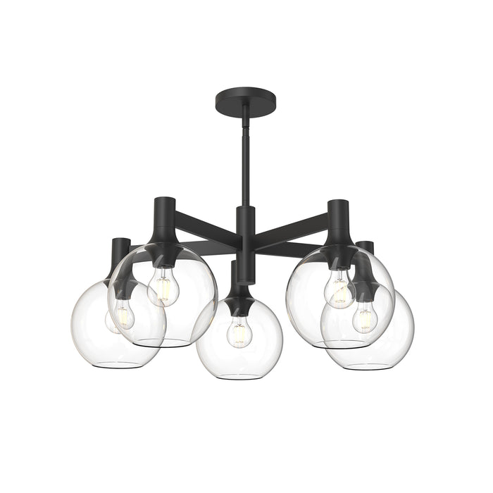 Castilla Five Light Chandelier Clear Glass/Matte Black-Mid. Chandeliers-Alora-Lighting Design Store