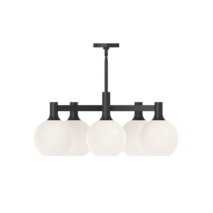 Castilla Five Light Chandelier Matte Black/Opal Matte Glass-Mid. Chandeliers-Alora-Lighting Design Store