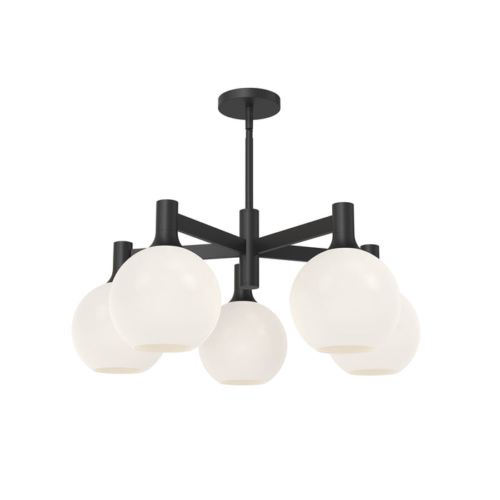 Castilla Five Light Chandelier Matte Black/Opal Matte Glass-Mid. Chandeliers-Alora-Lighting Design Store