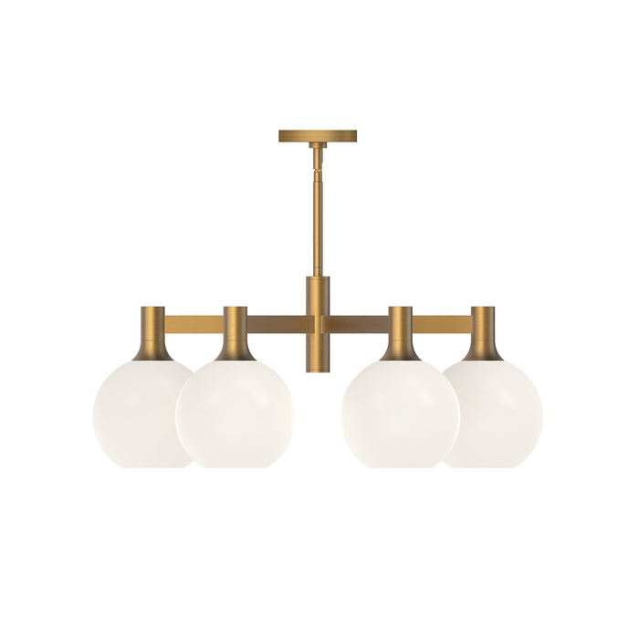 Castilla Six Light Chandelier Aged Gold/Opal Matte Glass-Mid. Chandeliers-Alora-Lighting Design Store