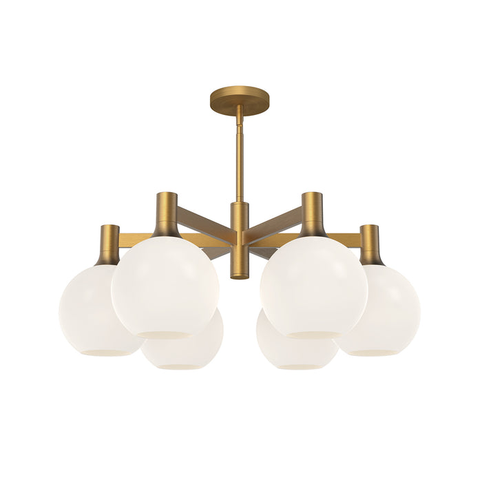 Castilla Six Light Chandelier Aged Gold/Opal Matte Glass-Mid. Chandeliers-Alora-Lighting Design Store