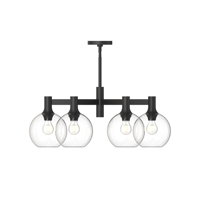 Castilla Six Light Chandelier Clear Glass/Matte Black-Mid. Chandeliers-Alora-Lighting Design Store