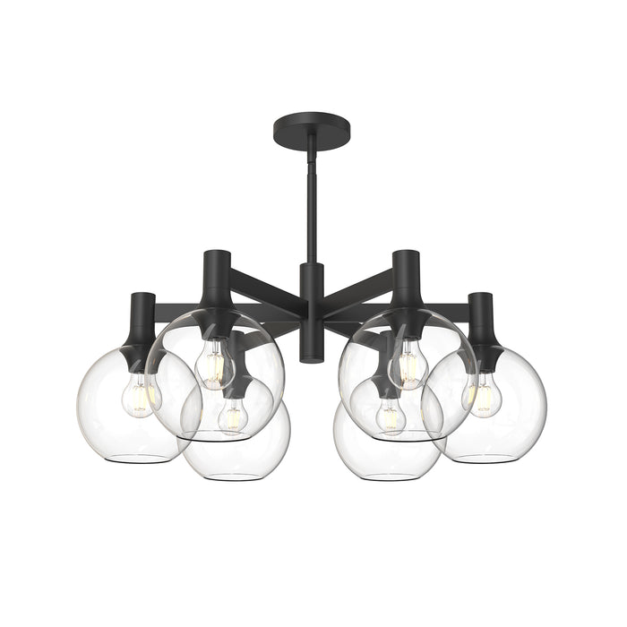 Castilla Six Light Chandelier Clear Glass/Matte Black-Mid. Chandeliers-Alora-Lighting Design Store