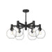 Castilla Six Light Chandelier Clear Glass/Matte Black-Mid. Chandeliers-Alora-Lighting Design Store