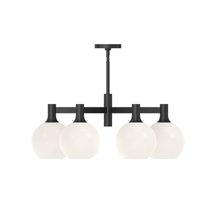 Castilla Six Light Chandelier Matte Black/Opal Matte Glass-Mid. Chandeliers-Alora-Lighting Design Store