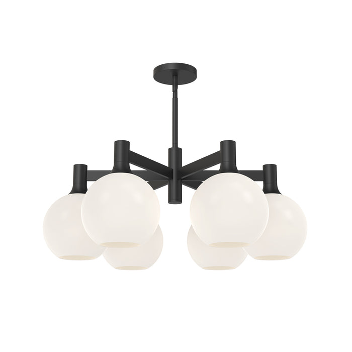 Castilla Six Light Chandelier Matte Black/Opal Matte Glass-Mid. Chandeliers-Alora-Lighting Design Store