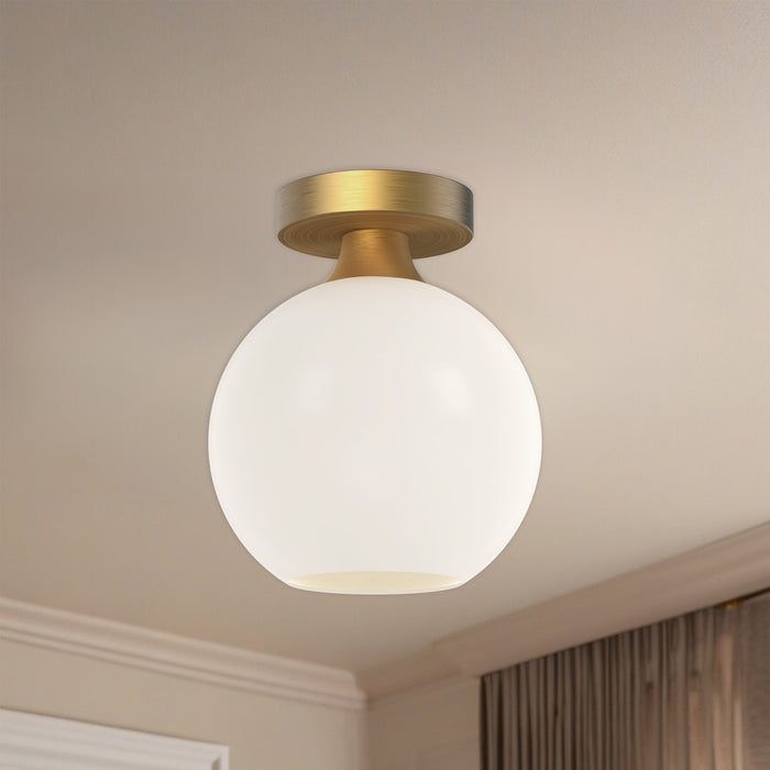 Castilla One Light Flush Mount Aged Gold/Opal Matte Glass-Flush Mounts-Alora-Lighting Design Store