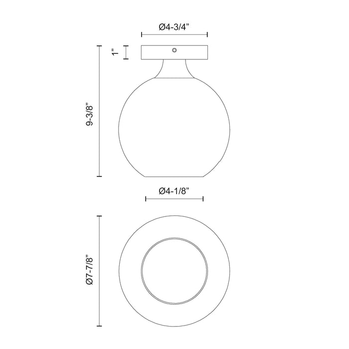 Castilla One Light Flush Mount Matte Black/Opal Matte Glass-Flush Mounts-Alora-Lighting Design Store