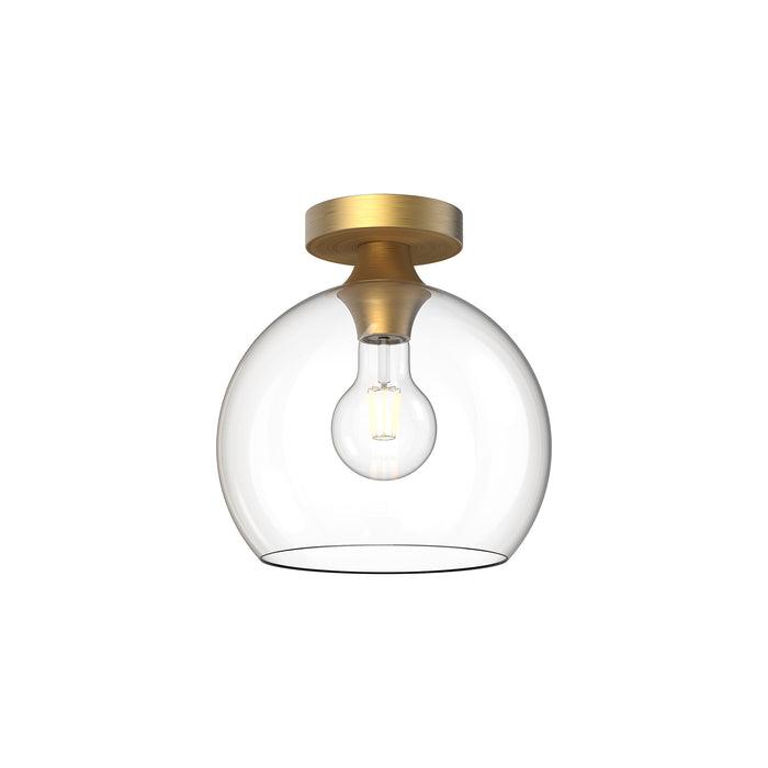 Castilla One Light Flush Mount Aged Gold/Clear Glass-Flush Mounts-Alora-Lighting Design Store