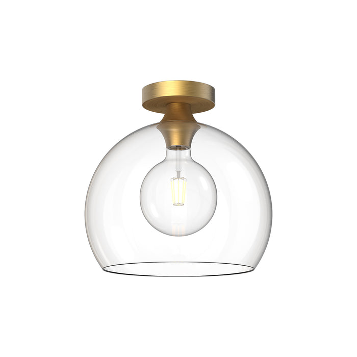 Castilla One Light Flush Mount Aged Gold/Clear Glass-Flush Mounts-Alora-Lighting Design Store