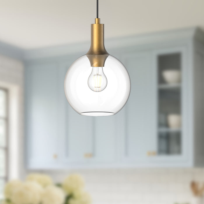 Castilla One Light Pendant Aged Gold/Clear Glass-Mini Pendants-Alora-Lighting Design Store
