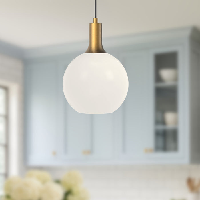 Castilla One Light Pendant Aged Gold/Opal Matte Glass-Mini Pendants-Alora-Lighting Design Store