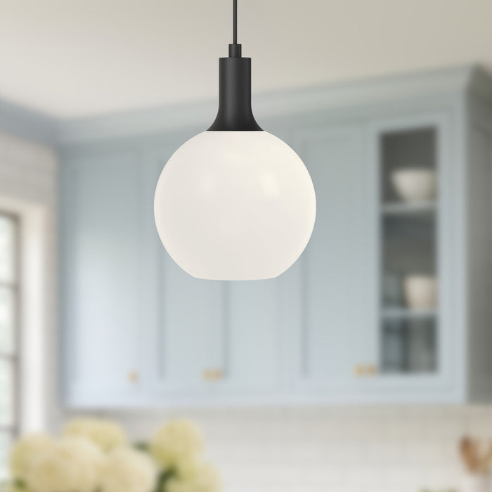 Castilla One Light Pendant Matte Black/Opal Matte Glass-Mini Pendants-Alora-Lighting Design Store