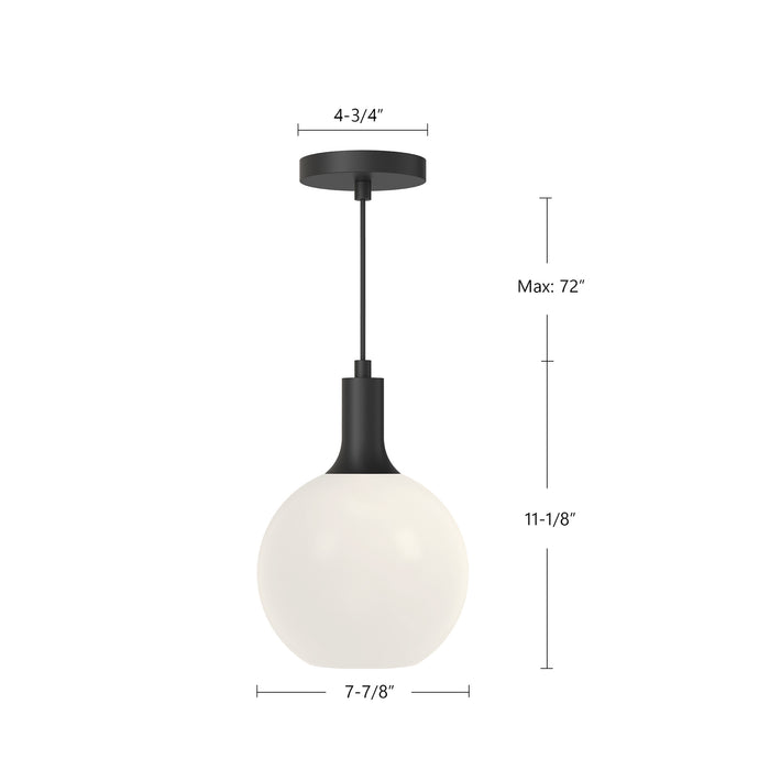 Castilla One Light Pendant Matte Black/Opal Matte Glass-Mini Pendants-Alora-Lighting Design Store