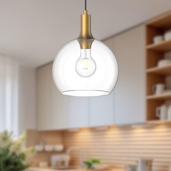 Castilla One Light Pendant Aged Gold/Clear Glass-Mini Pendants-Alora-Lighting Design Store