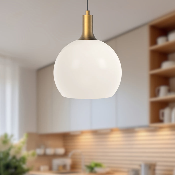 Castilla One Light Pendant Aged Gold/Opal Matte Glass-Mini Pendants-Alora-Lighting Design Store